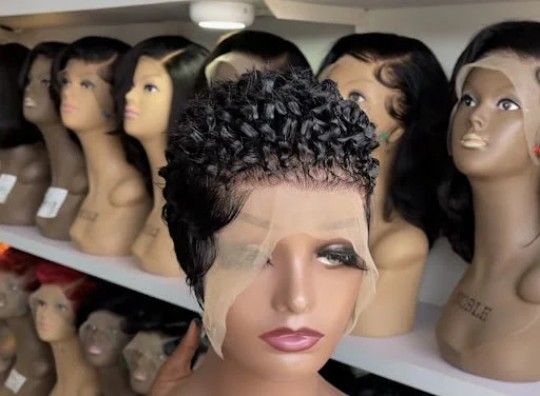 Ciara-13"4 transparent 100% human hair lace short cut pixie frontal wig