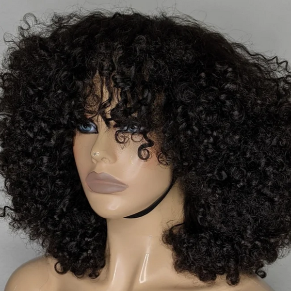 Big kinky curls 100% virgin human hair wig- 12",can be bleached or dye to any color