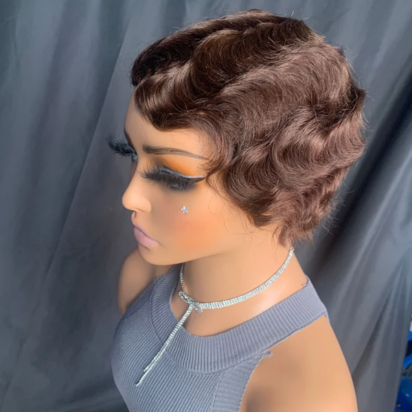 Front Glueless pixie wig-6"