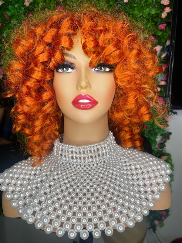 Soft fiber curly loose fluffy wavy big afro wigs-This afro big ginger orange