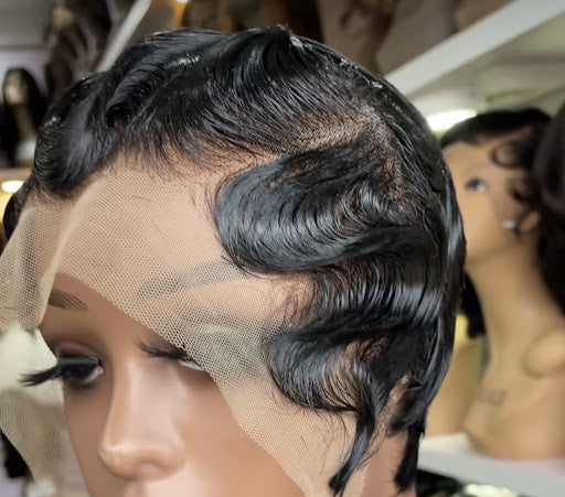 Briana - 13"4 pixie transparent lace finger waves frontal wig - Menkie Luxy