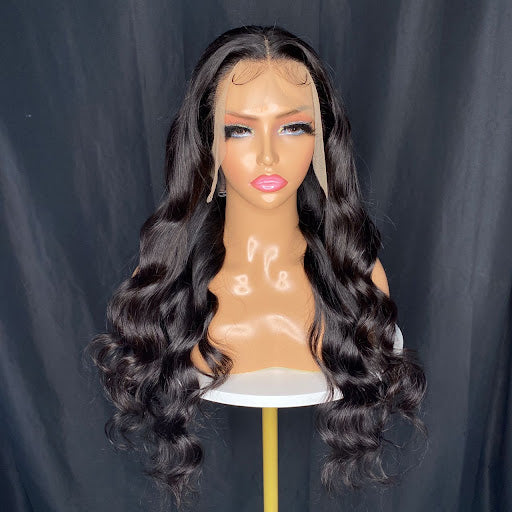 Latoya-13"4 transparent frontal lace black body wave wig-24" - Menkie Luxy