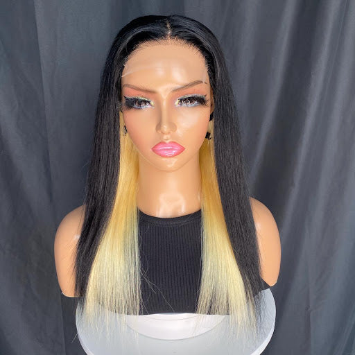4"4 closure transparent Lace straight wig-14 " - Menkie Luxy